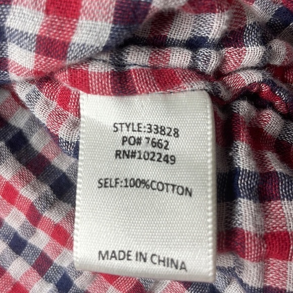 Skies are Blue Women’s Red White Blue Plaid Button Down Shirt, size medium - Picture 7 of 10